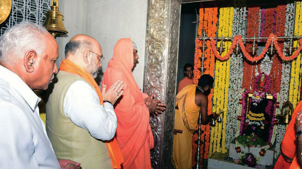 Amit Shah visits Nanjangud temple, Suttur Gaddige, Ganapathy Ashrama