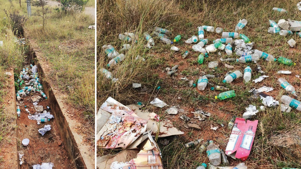 Indiscriminate disposal of PET bottles at R.T. Nagar